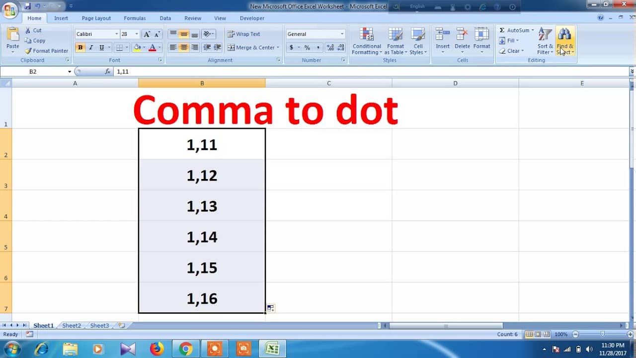 Transform Comma To Dot In Excel