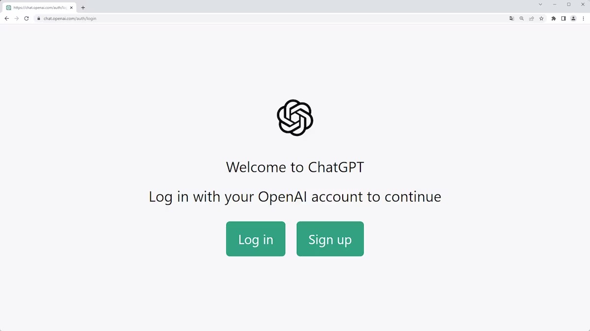 在登录ChatGPT之前，您必须创建一个免费的用户账户。