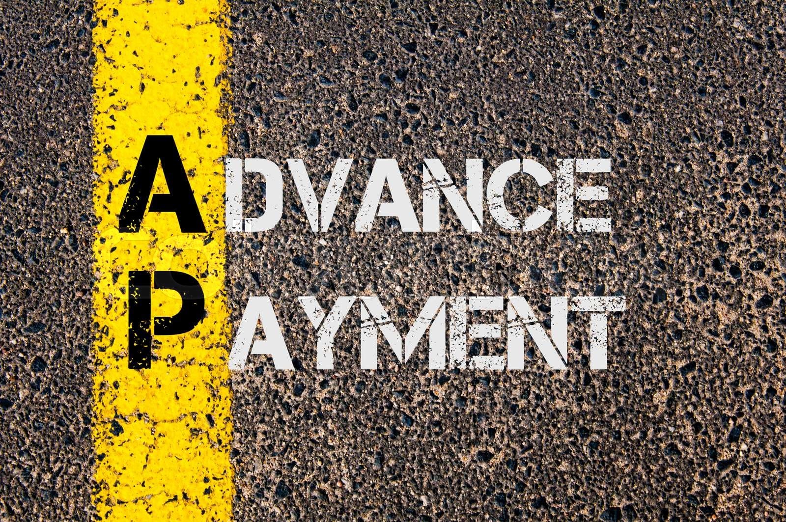 Advanced paid. Advance payment sale photo.